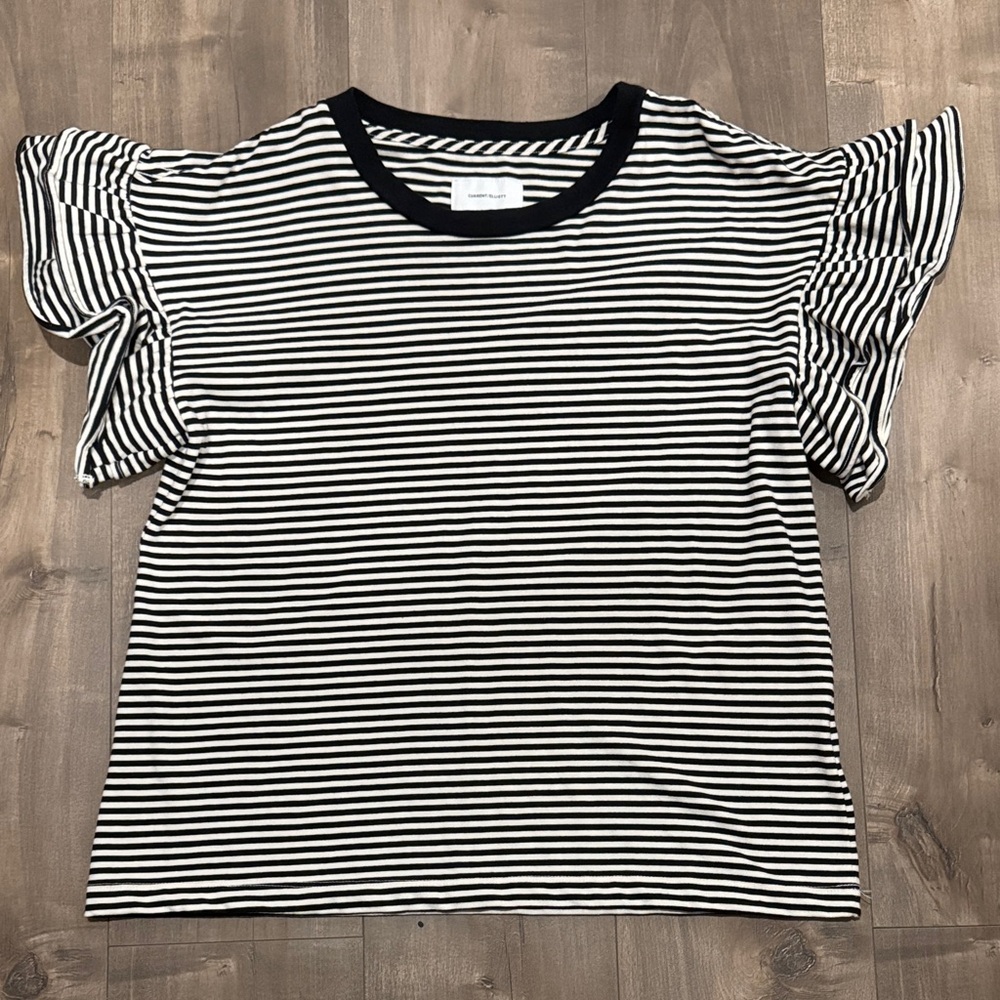 Current/Elliott Black and White Striped Blouse